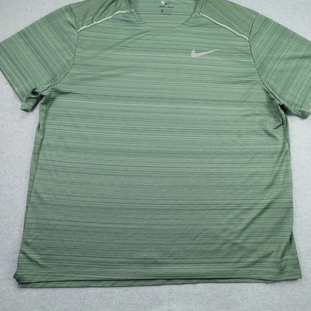 Nike T Shirt Mens 2XL Green Dri-Fit Miler Running Short Sleeve